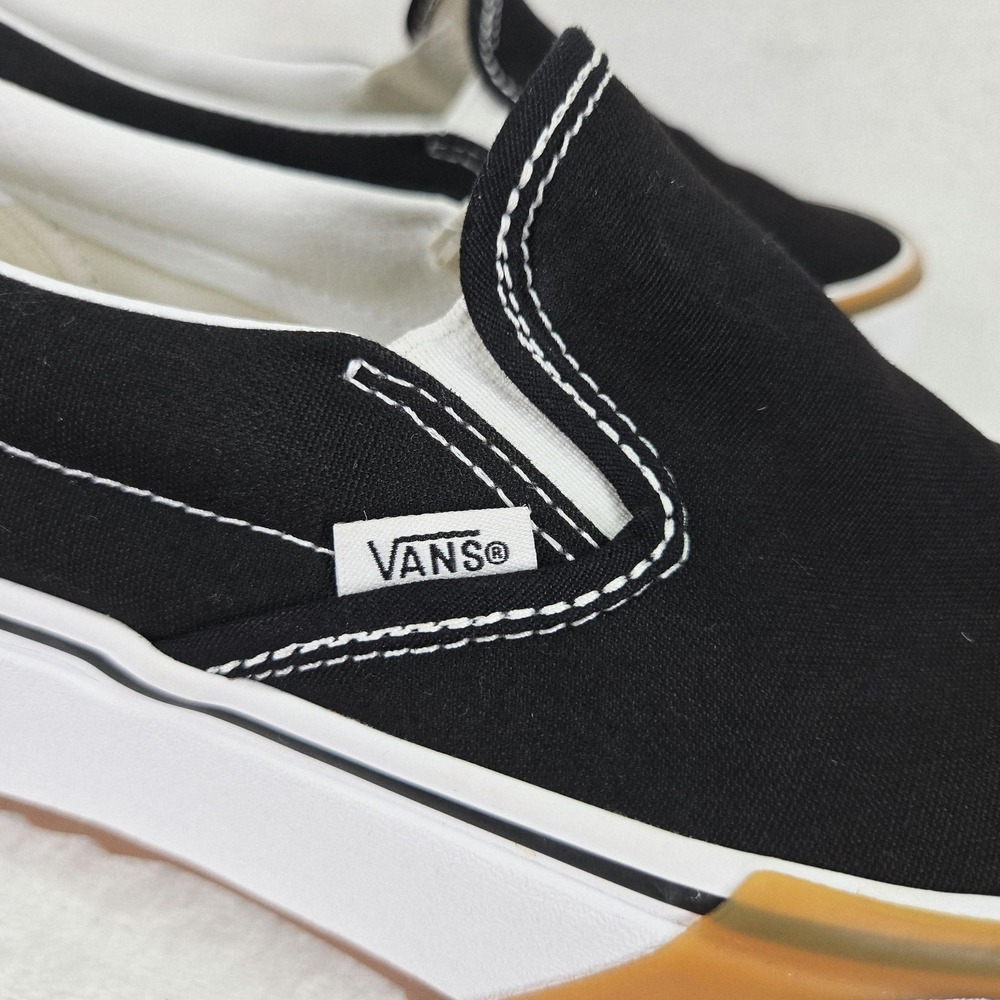 Vans Shoes Womens 6.5 Black Canvas Slip On Platform Lug Sole Skate Sneakers - Picture 7 of 13